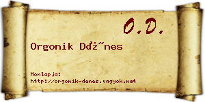 Orgonik Dénes névjegykártya